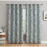 HLC.me Amalfi Paisley Faux Silk 100% Blackout Room Darkening Thermal Energy Efficient Curtain Grommet Panels, 2 Panels