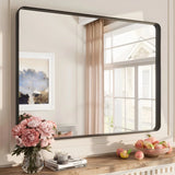 Apmir Metal Frame Tempered Glass Bathroom Vanity Mirror for Wall, Cloakroom, Bedroom