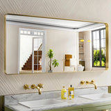 Apmir Metal Frame Tempered Glass Bathroom Vanity Mirror for Wall, Cloakroom, Bedroom