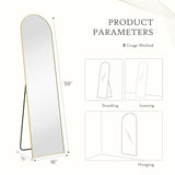 Full Length Mirror with Stand, Floor Mirror with Aluminum Alloy Frame for Bedroom, Standing Full Body Mirror for Wall, Cloakroom