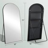 Arched Floor Mirror With Stand,Wood Frame Full Length Mirror,Wall-Mounted Mirror