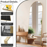 Arched Mirror Full Length, 21x64 Body Wall Mirrors Shatter-Proof Glass, Large Tall Arch Mirror with Stand Aluminum Alloy Frame