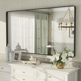 Apmir Metal Frame Tempered Glass Bathroom Vanity Mirror for Wall, Cloakroom, Bedroom