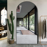 Arched Floor Mirror With Stand,Wood Frame Full Length Mirror,Wall-Mounted Mirror