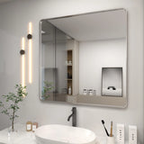 Apmir Metal Frame Tempered Glass Bathroom Vanity Mirror for Wall, Cloakroom, Bedroom