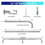 Energy-saving Wraparound Adjustable French Blackout Curtain Rod Set