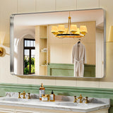 Apmir Metal Frame Tempered Glass Bathroom Vanity Mirror for Wall, Cloakroom, Bedroom