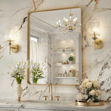 Apmir Metal Frame Tempered Glass Bathroom Vanity Mirror for Wall, Cloakroom, Bedroom