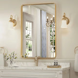 Apmir Metal Frame Tempered Glass Bathroom Vanity Mirror for Wall, Cloakroom, Bedroom