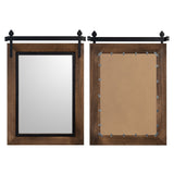 Farmhouse Barn Door Style Natural Wood Bathroom Vanity Wall Mirror