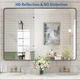 Apmir Metal Frame Tempered Glass Bathroom Vanity Mirror for Wall, Cloakroom, Bedroom