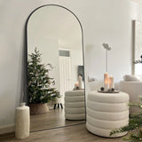 Arched Floor Mirror With Stand,Wood Frame Full Length Mirror,Wall-Mounted Mirror