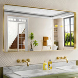 Apmir Metal Frame Tempered Glass Bathroom Vanity Mirror for Wall, Cloakroom, Bedroom