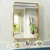 Apmir Metal Frame Tempered Glass Bathroom Vanity Mirror for Wall, Cloakroom, Bedroom