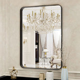 Apmir Metal Frame Tempered Glass Bathroom Vanity Mirror for Wall, Cloakroom, Bedroom