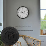 Large Outdoor Wall Clock Thermometer Combo, Waterproof Silent Garden Weather Station Home Indoor Patio Pool Black