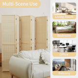 4/6 Panel Bamboo Room Divider 6 FT Detachable Wall Divider for Room Separation, Folding Privacy Screen