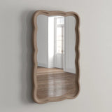 COZAYH Curved Scallop Wood Frame Accent Mirror