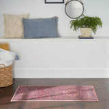 New Concept Washables Vintage Persian Floral Machine Washable Area Rug