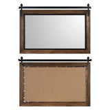 Farmhouse Barn Door Style Natural Wood Bathroom Vanity Wall Mirror