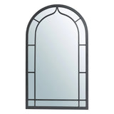 Glitzhome Modern Round/ Arched Black Metal Glass Wall Mounted Mirror Indoor Decor
