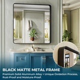 Apmir Metal Frame Tempered Glass Bathroom Vanity Mirror for Wall, Cloakroom, Bedroom