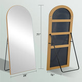 Arched Floor Mirror With Stand,Wood Frame Full Length Mirror,Wall-Mounted Mirror