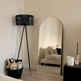 Arched Floor Mirror With Stand,Wood Frame Full Length Mirror,Wall-Mounted Mirror