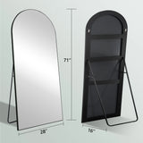 Arched Floor Mirror With Stand,Wood Frame Full Length Mirror,Wall-Mounted Mirror