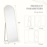 Full Length Mirror with Stand, Floor Mirror with Aluminum Alloy Frame for Bedroom, Standing Full Body Mirror for Wall, Cloakroom