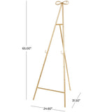 Metal Tall Adjustable Display Stand Floor 3 Tier Easel with Bow Top - Gold - Roche River Decor