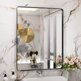 Apmir Metal Frame Tempered Glass Bathroom Vanity Mirror for Wall, Cloakroom, Bedroom