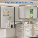 Apmir Metal Frame Tempered Glass Bathroom Vanity Mirror for Wall, Cloakroom, Bedroom