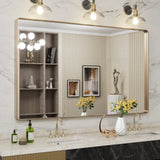 Apmir Metal Frame Tempered Glass Bathroom Vanity Mirror for Wall, Cloakroom, Bedroom