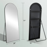 Arched Floor Mirror With Stand,Wood Frame Full Length Mirror,Wall-Mounted Mirror