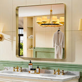 Apmir Metal Frame Tempered Glass Bathroom Vanity Mirror for Wall, Cloakroom, Bedroom