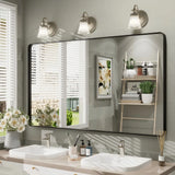 Apmir Metal Frame Tempered Glass Bathroom Vanity Mirror for Wall, Cloakroom, Bedroom