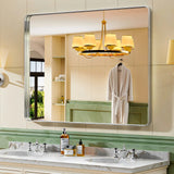 Apmir Metal Frame Tempered Glass Bathroom Vanity Mirror for Wall, Cloakroom, Bedroom