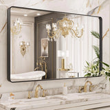 Apmir Metal Frame Tempered Glass Bathroom Vanity Mirror for Wall, Cloakroom, Bedroom