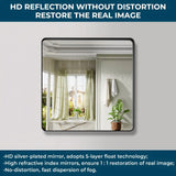 Apmir Metal Frame Tempered Glass Bathroom Vanity Mirror for Wall, Cloakroom, Bedroom