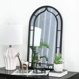 Glitzhome Modern Round/ Arched Black Metal Glass Wall Mounted Mirror Indoor Decor