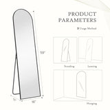 Full Length Mirror with Stand, Floor Mirror with Aluminum Alloy Frame for Bedroom, Standing Full Body Mirror for Wall, Cloakroom