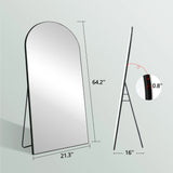 Arched Floor Mirror With Stand,Wood Frame Full Length Mirror,Wall-Mounted Mirror