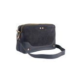 Black Zip Crossbody Handbag with Multi Compartments