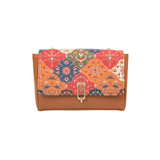 Brown Printed Shoulder Handbag with Chain Strap