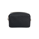Compact Black Crossbody Handbag with Zip Closure