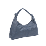 Blue Hobo Tote Bag with Zip Closure and Inner Pockets