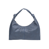 Blue Hobo Tote Bag with Zip Closure and Inner Pockets