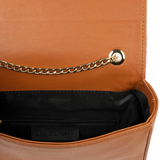 Brown Printed Shoulder Handbag with Chain Strap