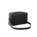 Compact Black Crossbody Handbag with Zip Closure